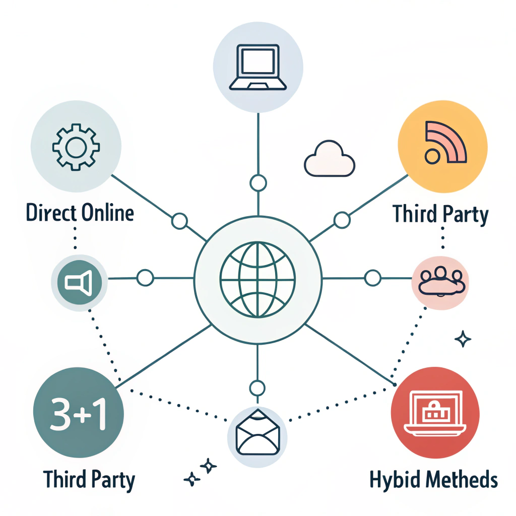 Minimalistic illustration of interconnected distribution channels for padel rackets