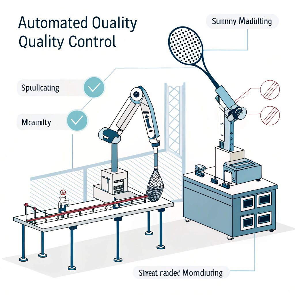Simplified 2D illustration of robotic quality control in padel racket production