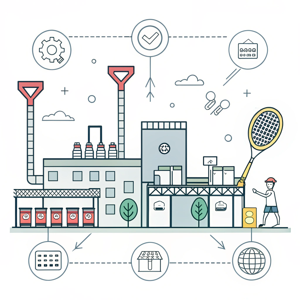 Simplified flat design of padel racket production with quality control elements