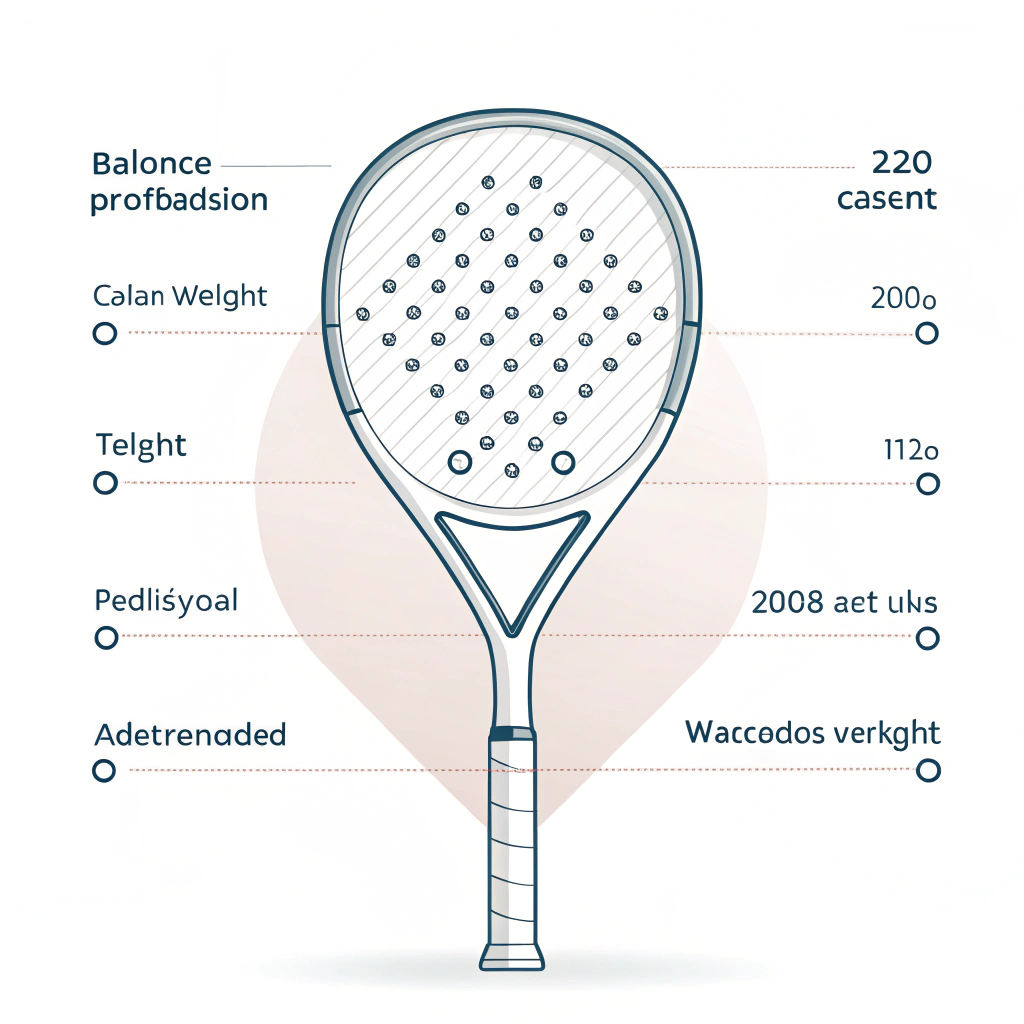 Simple 2D illustration of a padel racket emphasizing balanced weight distribution.