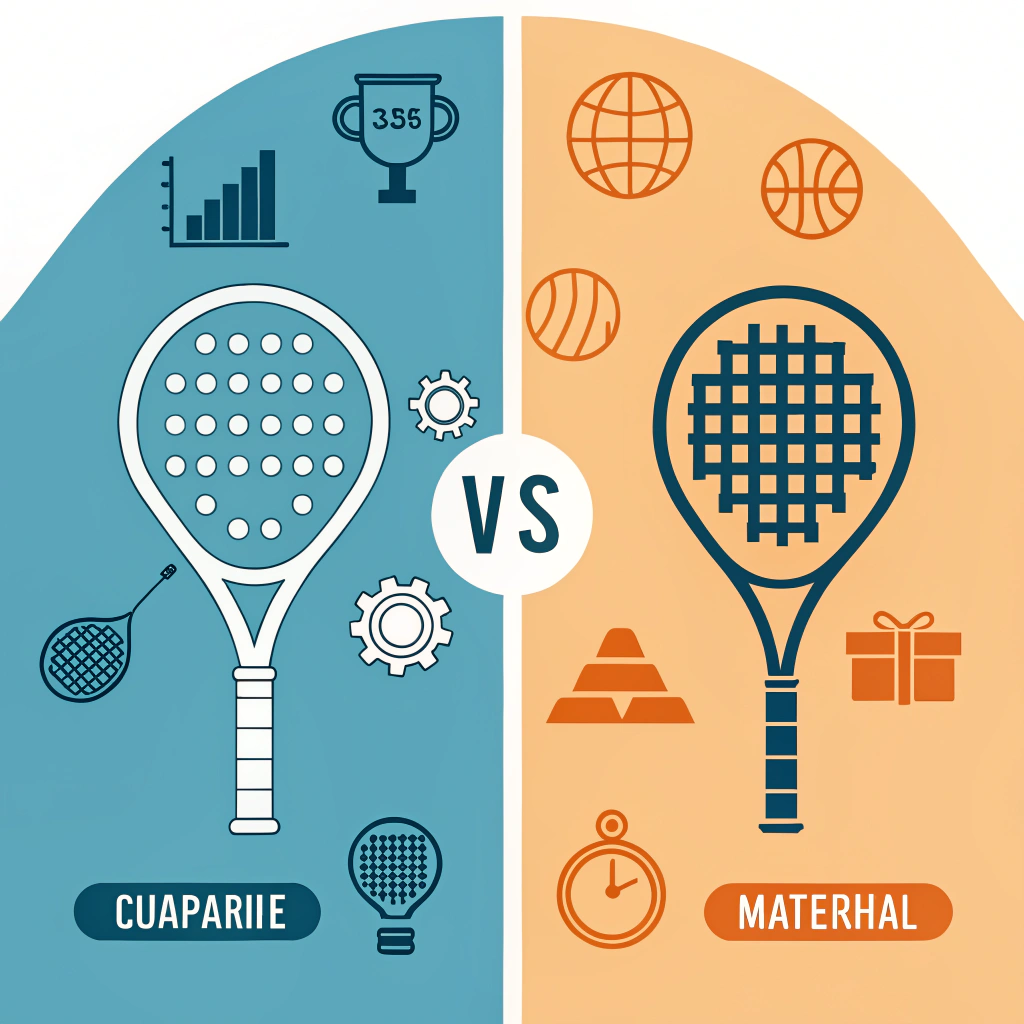 Flat minimalist illustration comparing production capabilities of padel rackets.