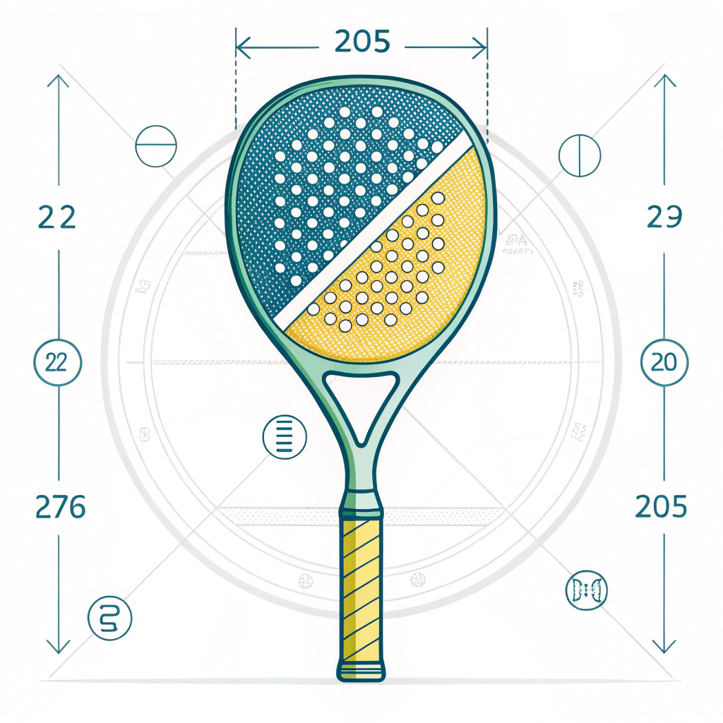 minimalistic 2D illustration of padel racket showing balanced segmentation