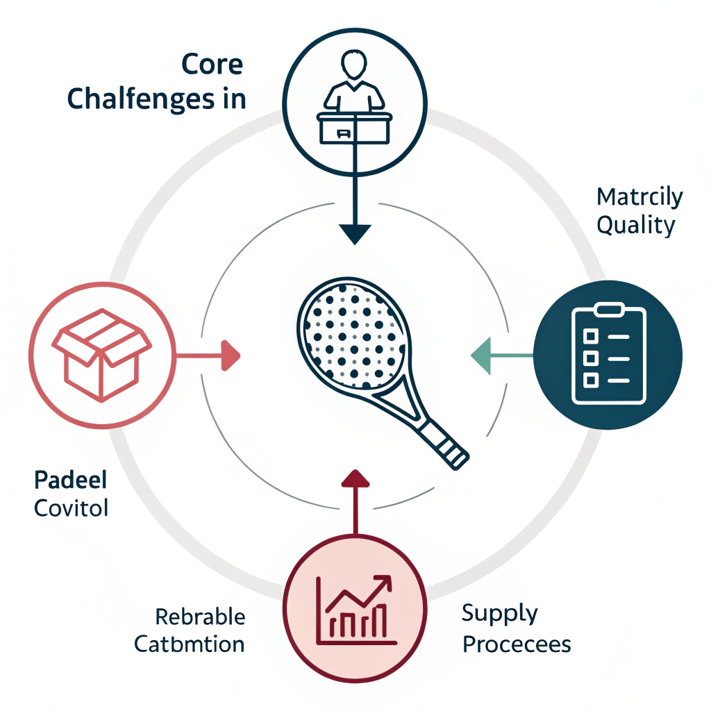 Simple 2D illustration with icons representing padel quality and customization
