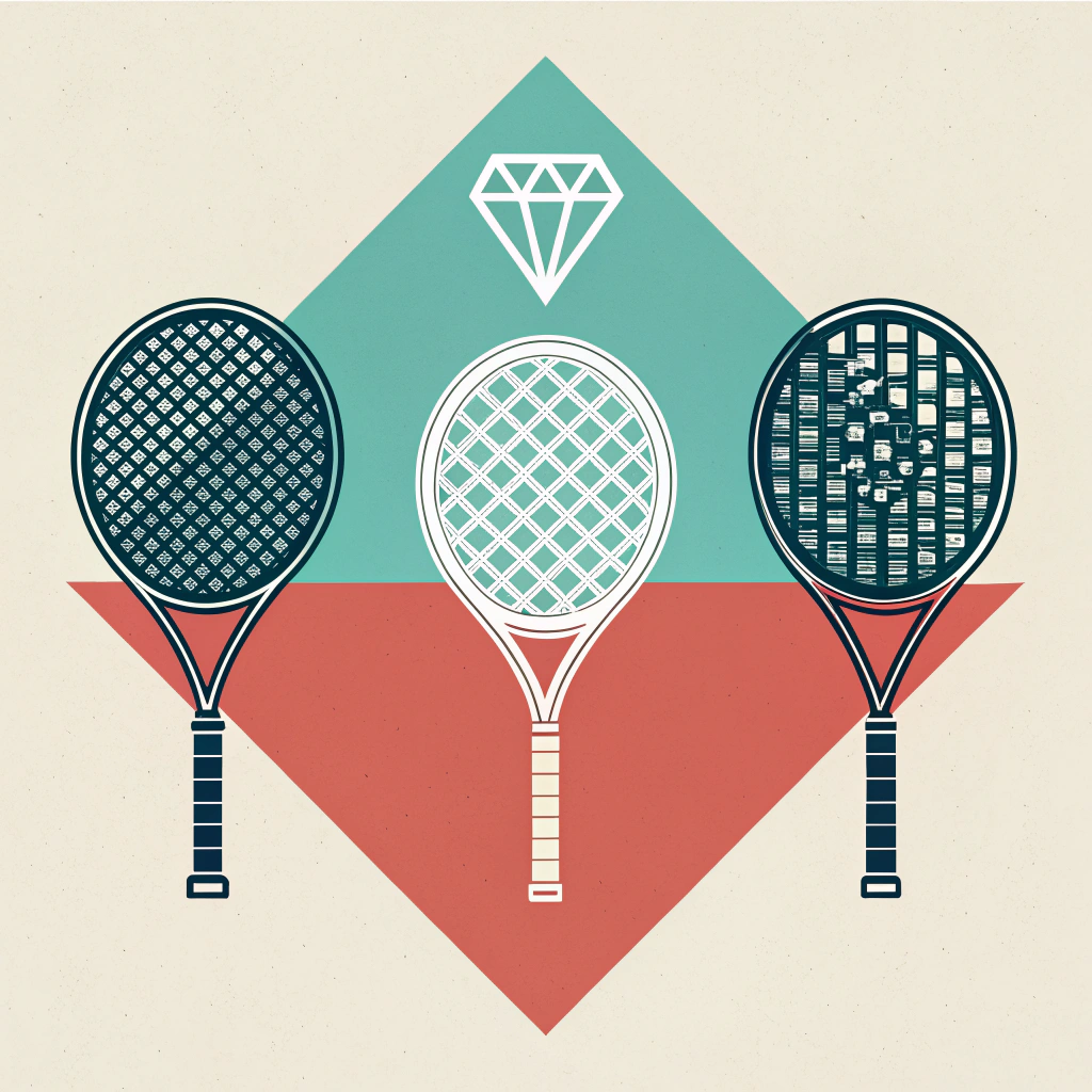 Flat 2D illustration showcasing diamond, round, and teardrop padel racket shapes in minimal style