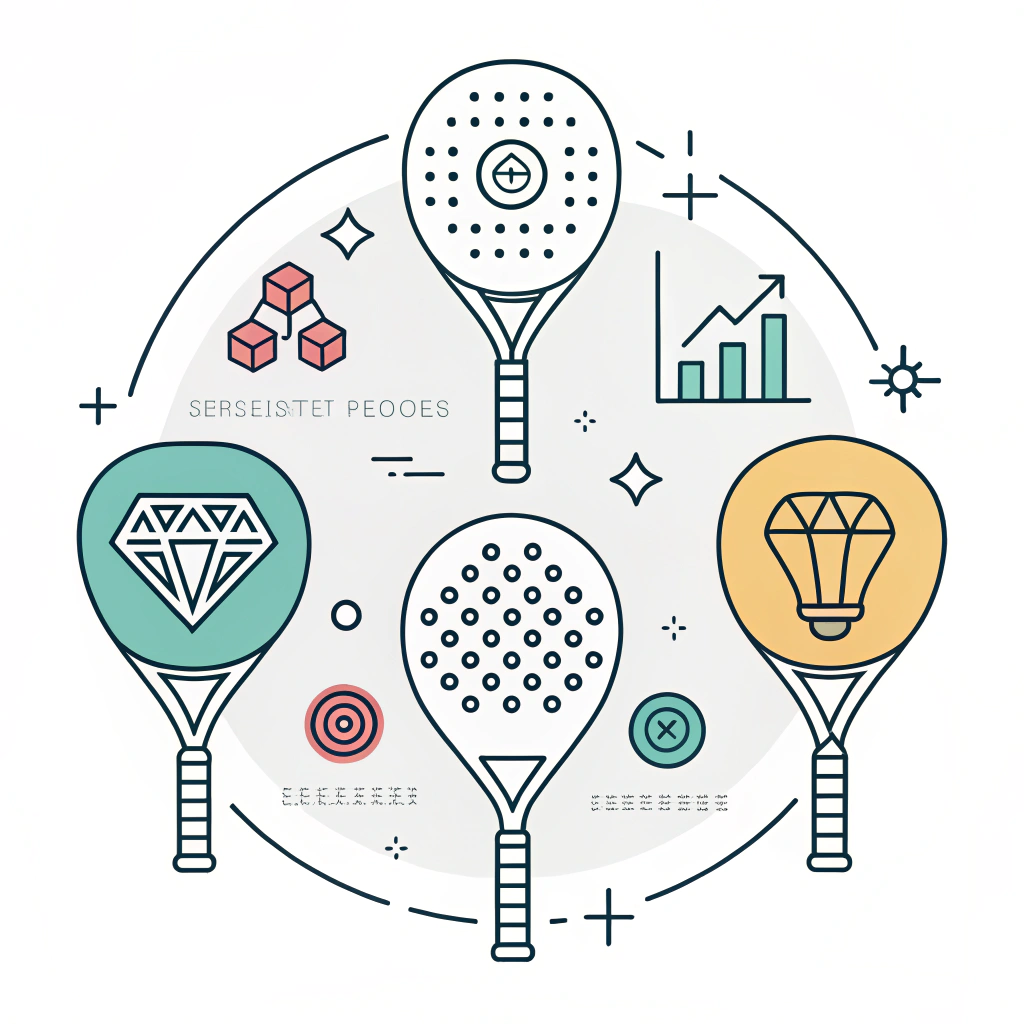 Minimalist 2D image showing various padel racket forms representing proven manufacturing success