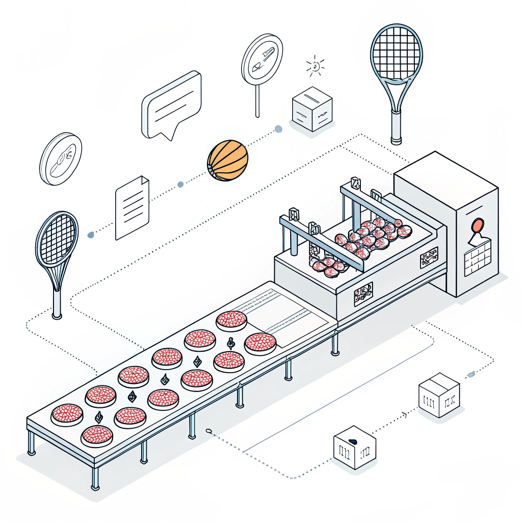 Flat design illustration of padel racket production and MOQ process