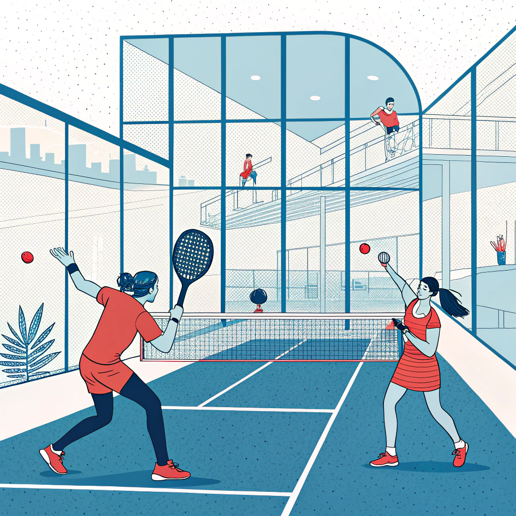 Minimalist illustration of padel athletes endorsing innovative equipment