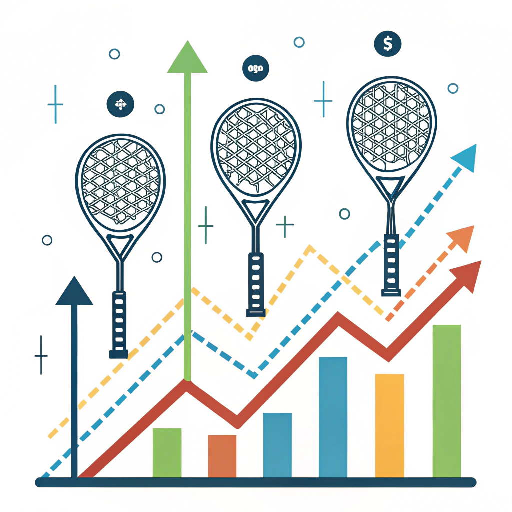 Minimal 2D illustration showcasing padel brand growth and success