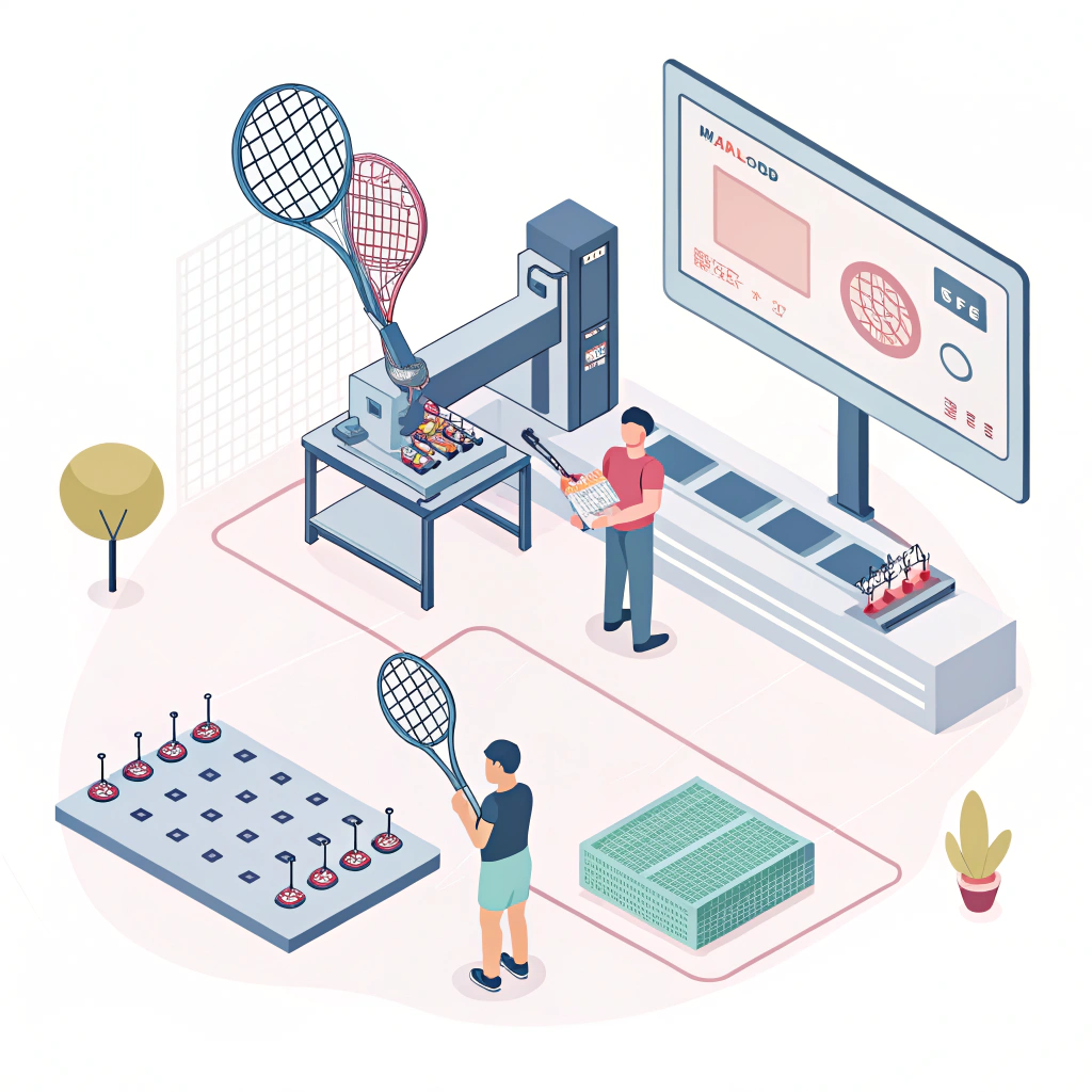 Minimalist vector art of advanced precision mold in padel racket manufacturing