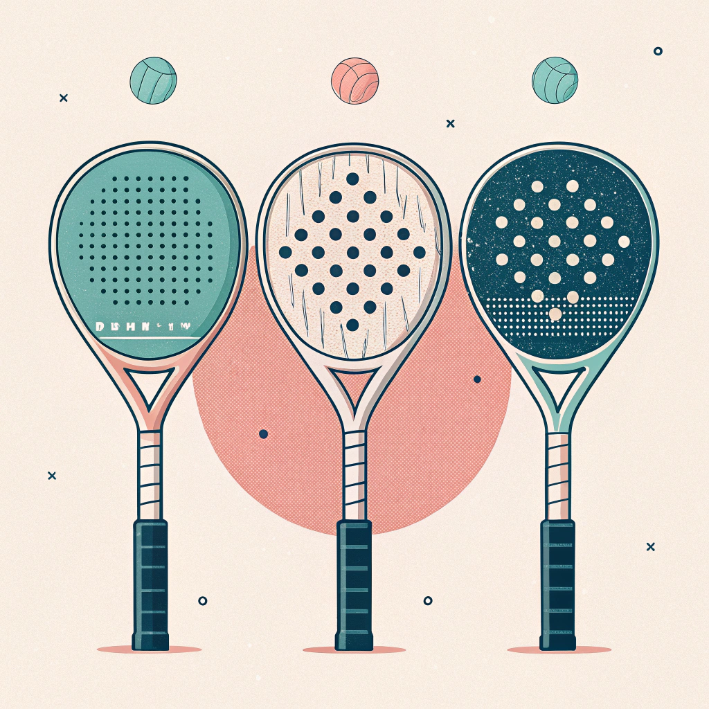 Minimal illustration of evolving padel rackets with sleek, modern design.
