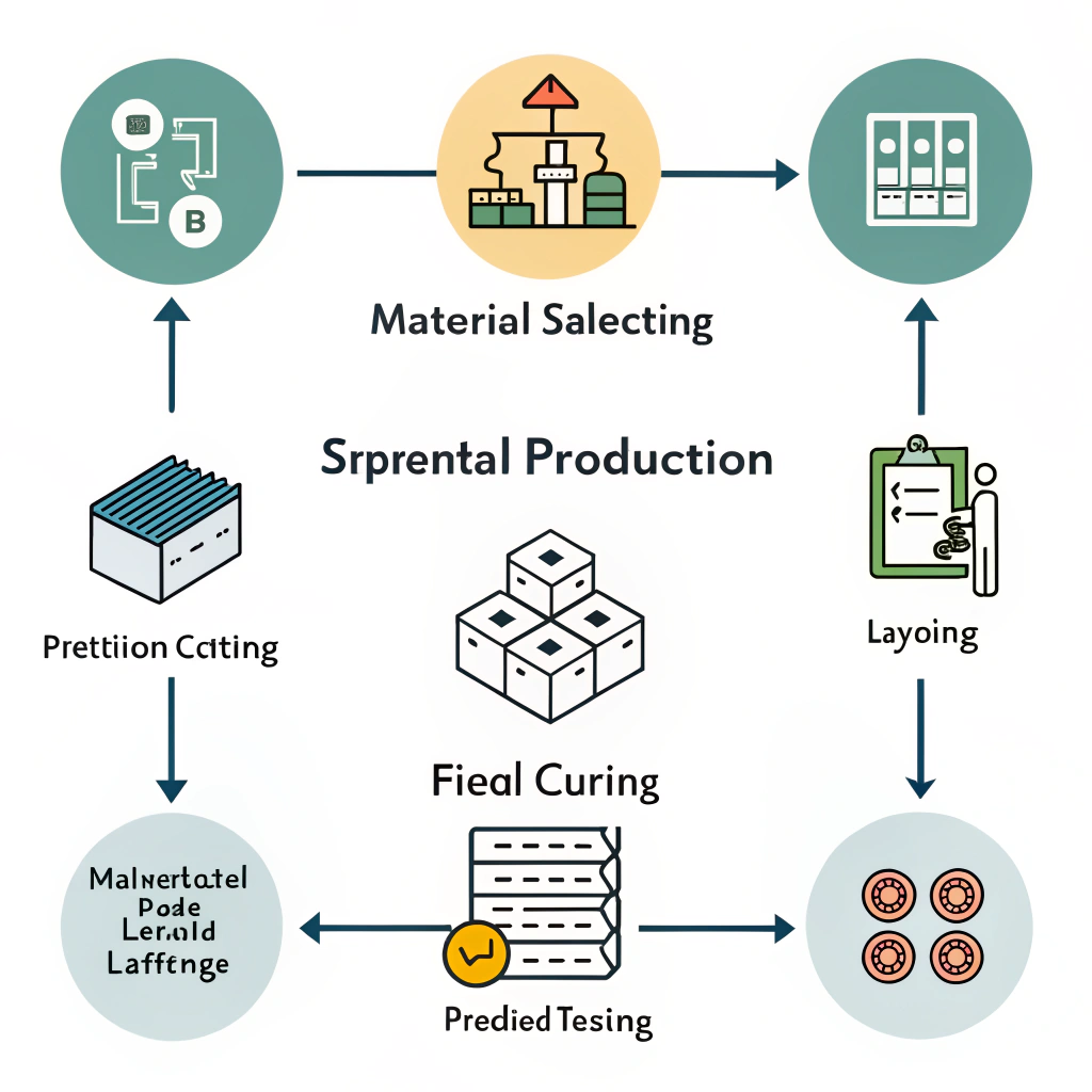 2D flat infographic of padel production steps with simple icons