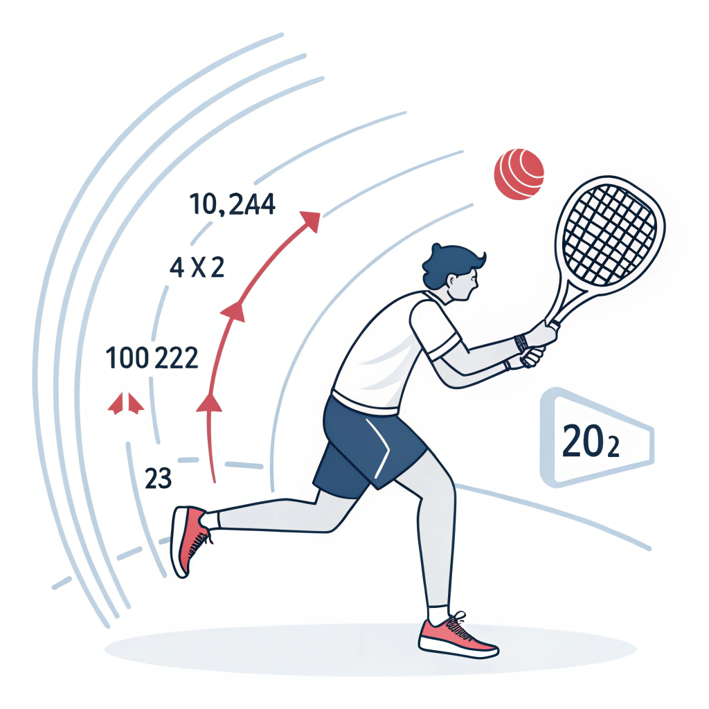 Minimalistic illustration of a padel racket in motion demonstrating balanced agility and power