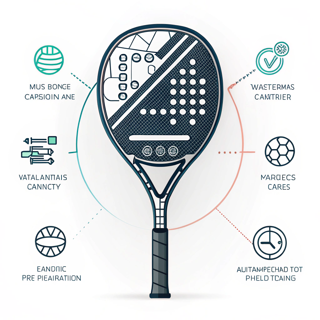 Minimal illustration depicting futuristic padel racket technology with advanced production and streamlined design
