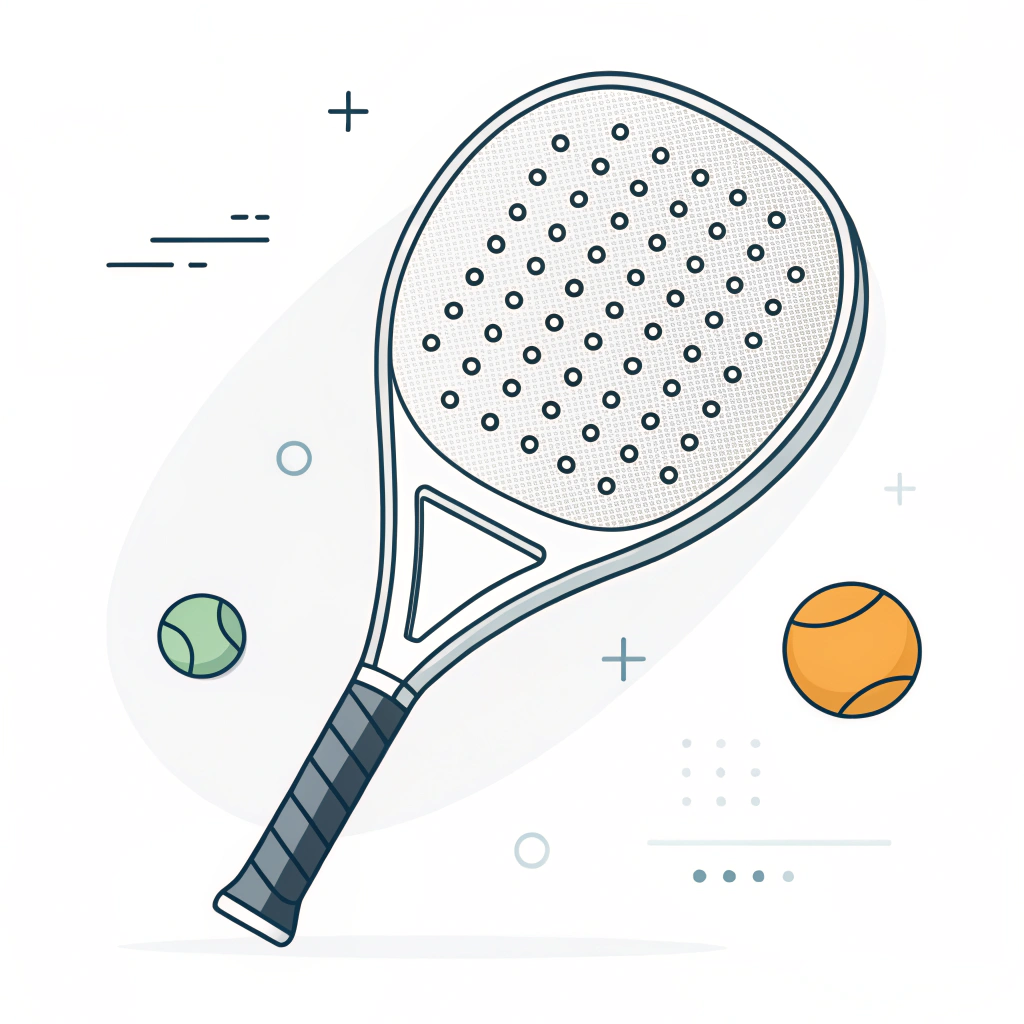 A sleek, simplified a padel racket illustration showcasing advanced carbon design features.