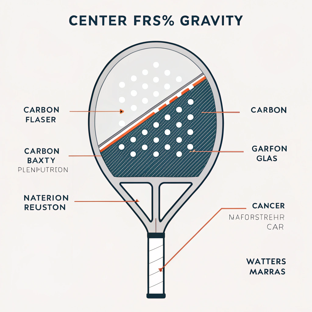 Minimal abstract cross-section of padel racket showcasing material layers and central balance point
