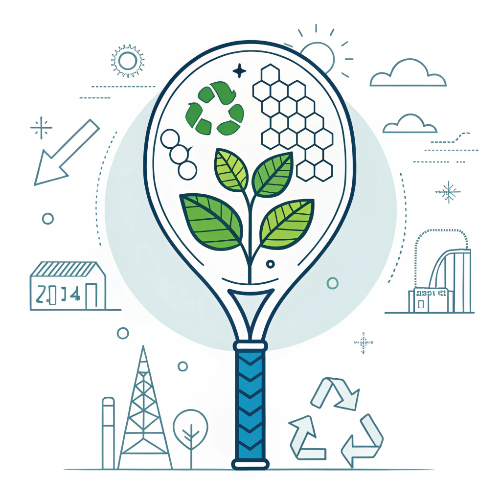 Minimalistic 2D padel racket with green sustainable design elements