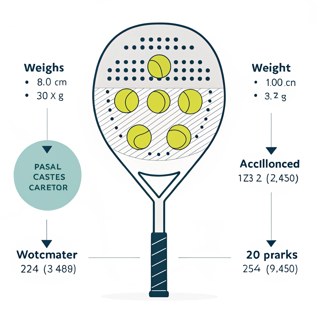 Minimalistic padel racket design illustration highlighting balance and center of gravity