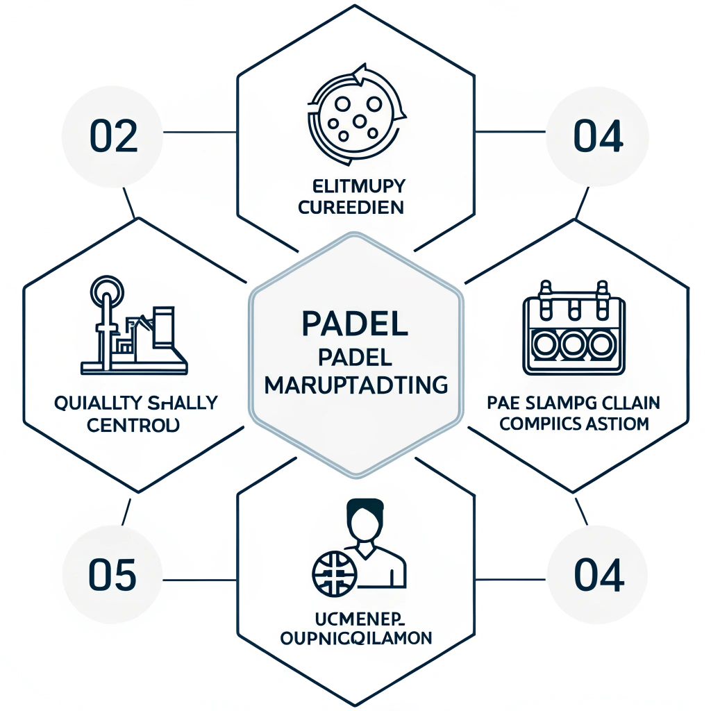 Flat design infographic visualizing OEM padel manufacturing solution concepts