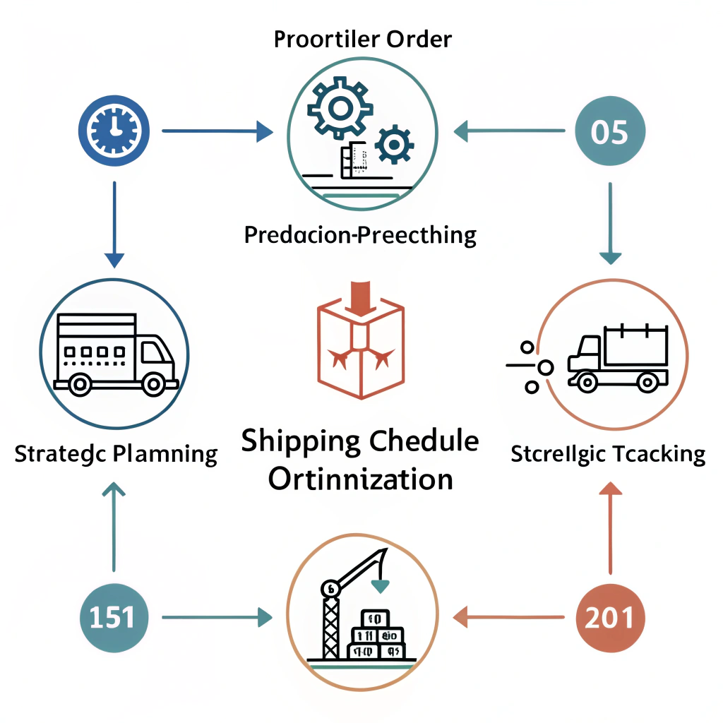 Flat diagram of production planning and logistics with simple icons