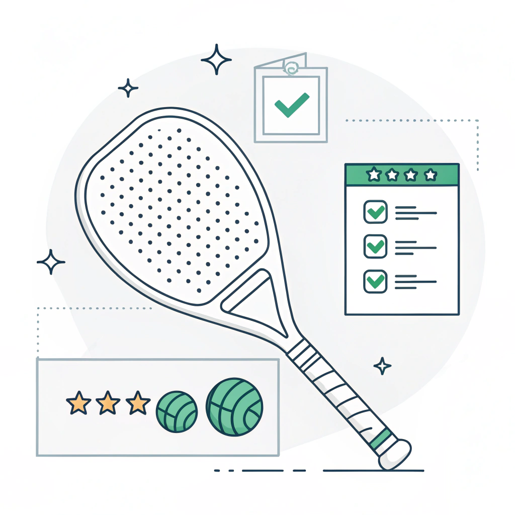 Simple 2D illustration of a padel racket sample ordering process