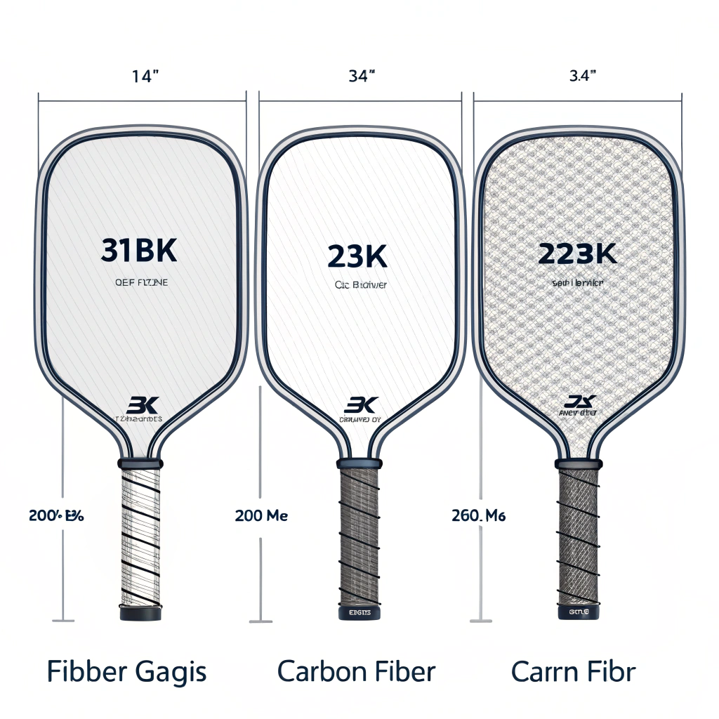 "Minimalist illustration of assorted pickleball paddles representing varied materials in flat design"