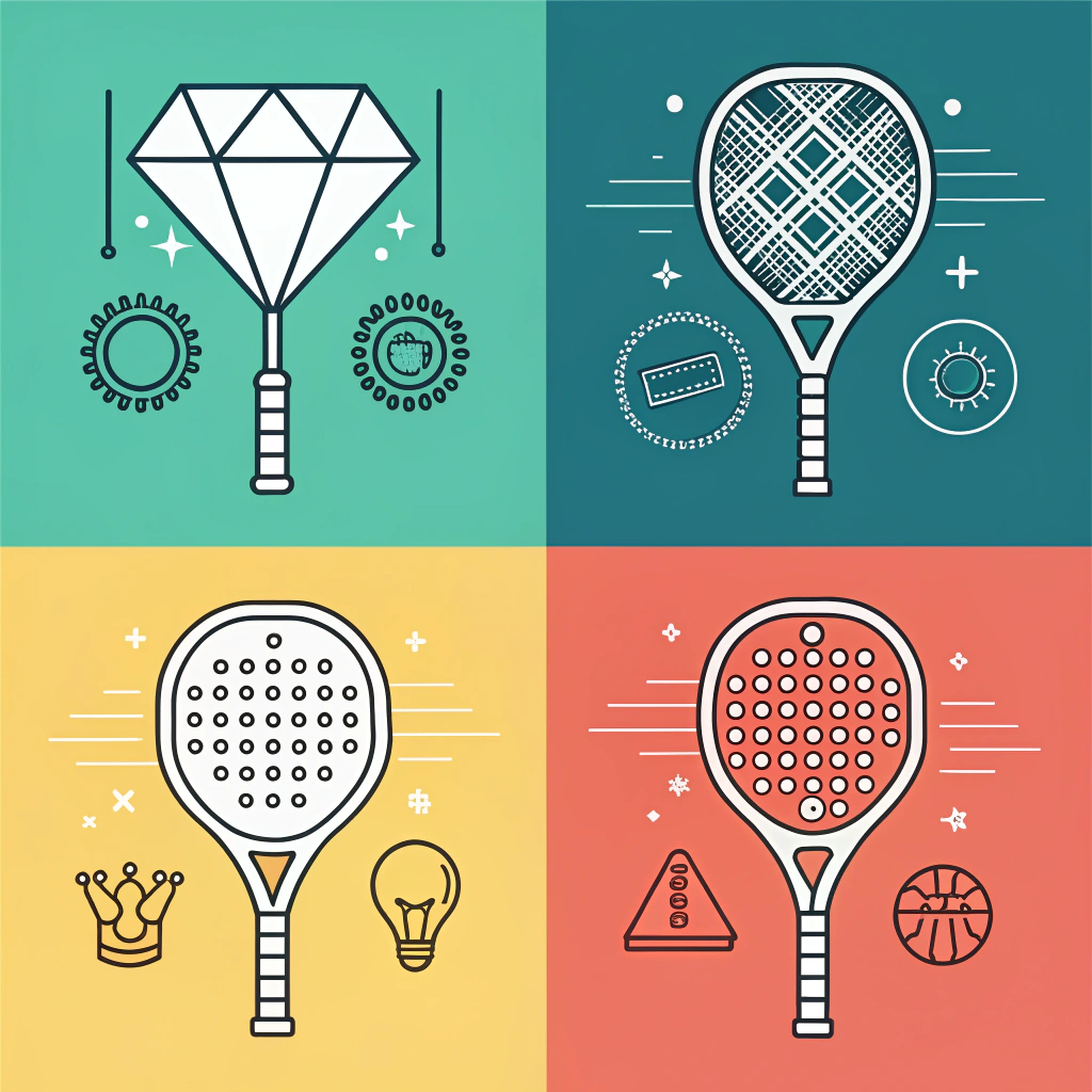Minimalist 2D design of innovative padel rackets with diverse shapes