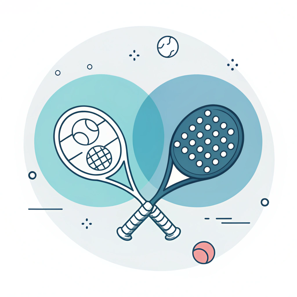 Minimalist overlapping icons of padel and pickleball equipment symbolizing collaboration
