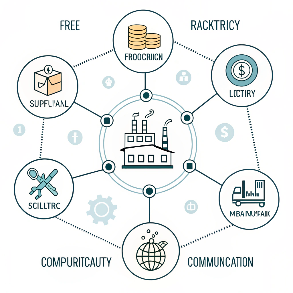 simple flat illustration of operational compliance and supply chain in sports equipment distribution