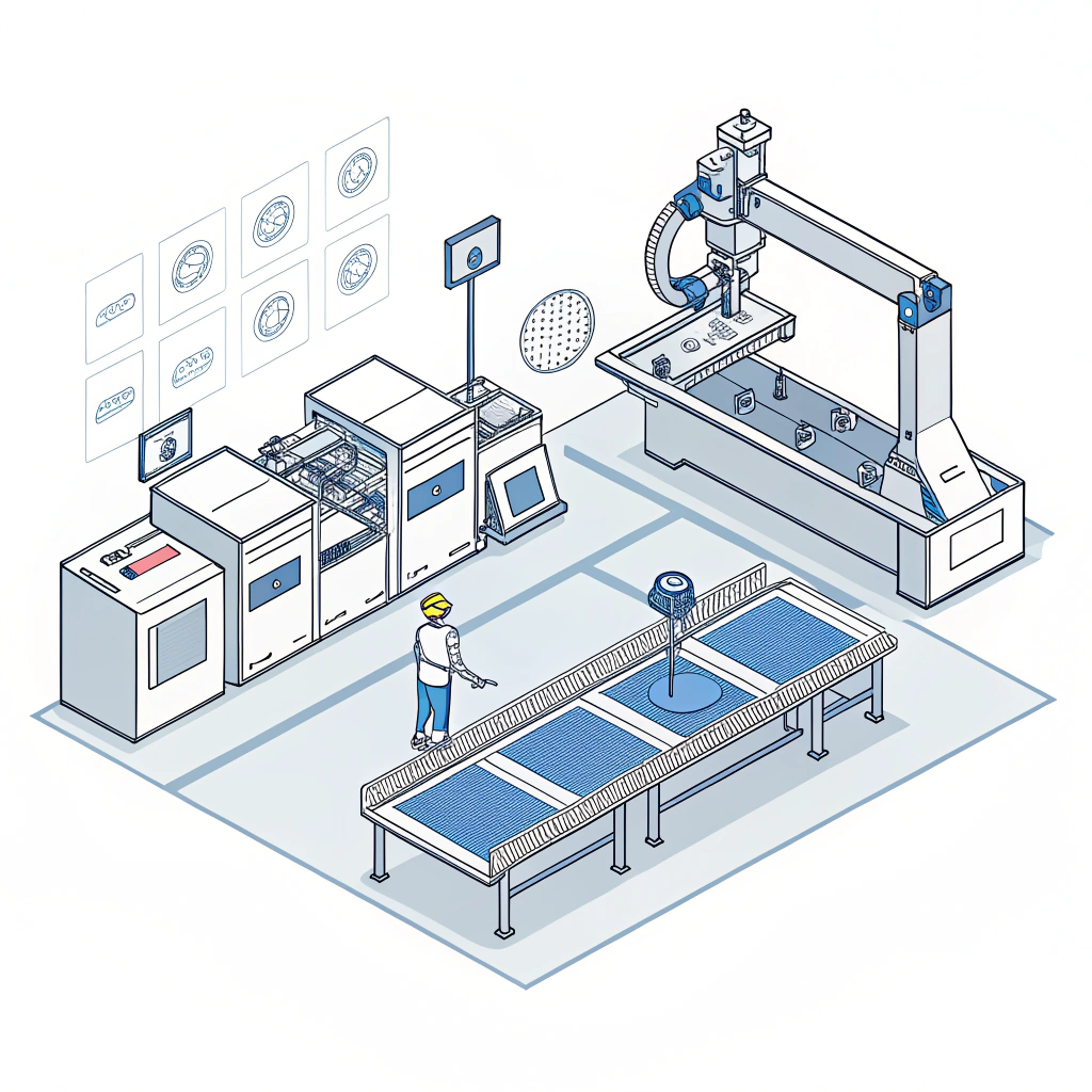 Minimal illustration of a modern automated padel racket production process