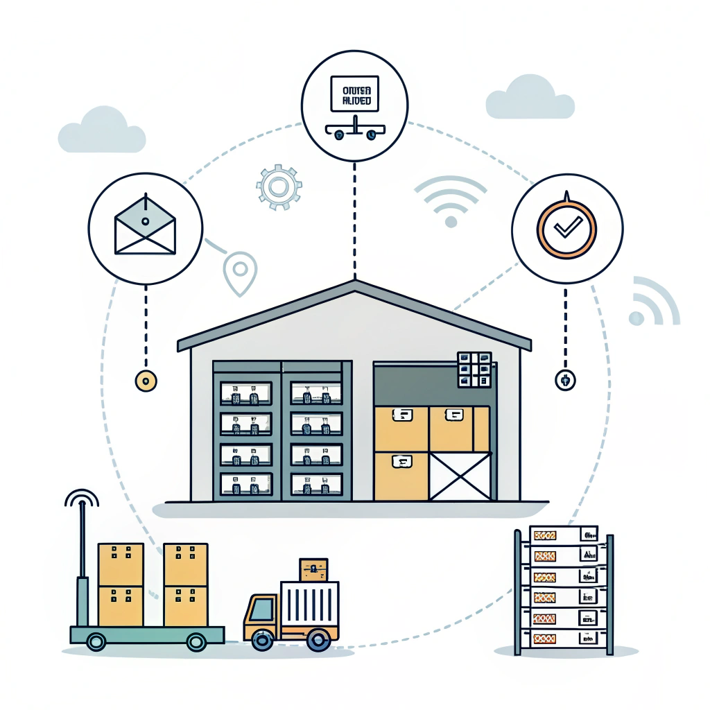Abstract minimal illustration of automated warehouse and data integration