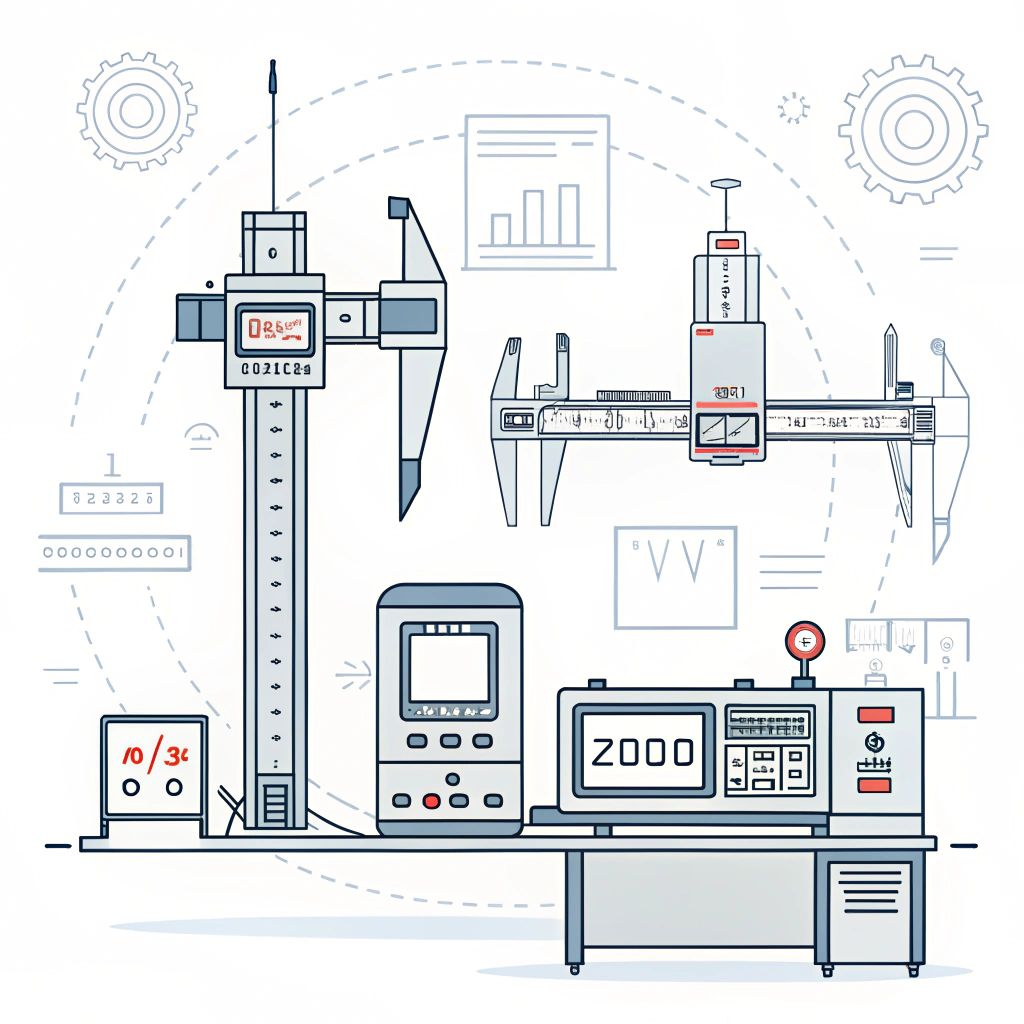 Minimalist illustration showing a digital measurement system and sensors in a technical environment