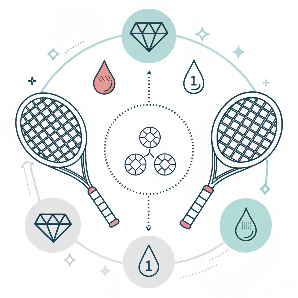"Flat illustration of padel rackets highlighting design pitfalls with simple icons."