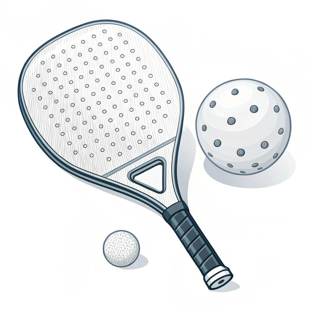 Minimalist 2D illustration of a padel racket and pickleball paddle side by side in flat design.