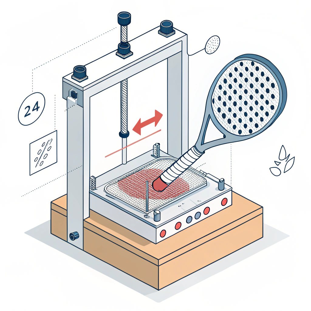 Minimal illustration of padel racket thermoforming setup with heat and mold