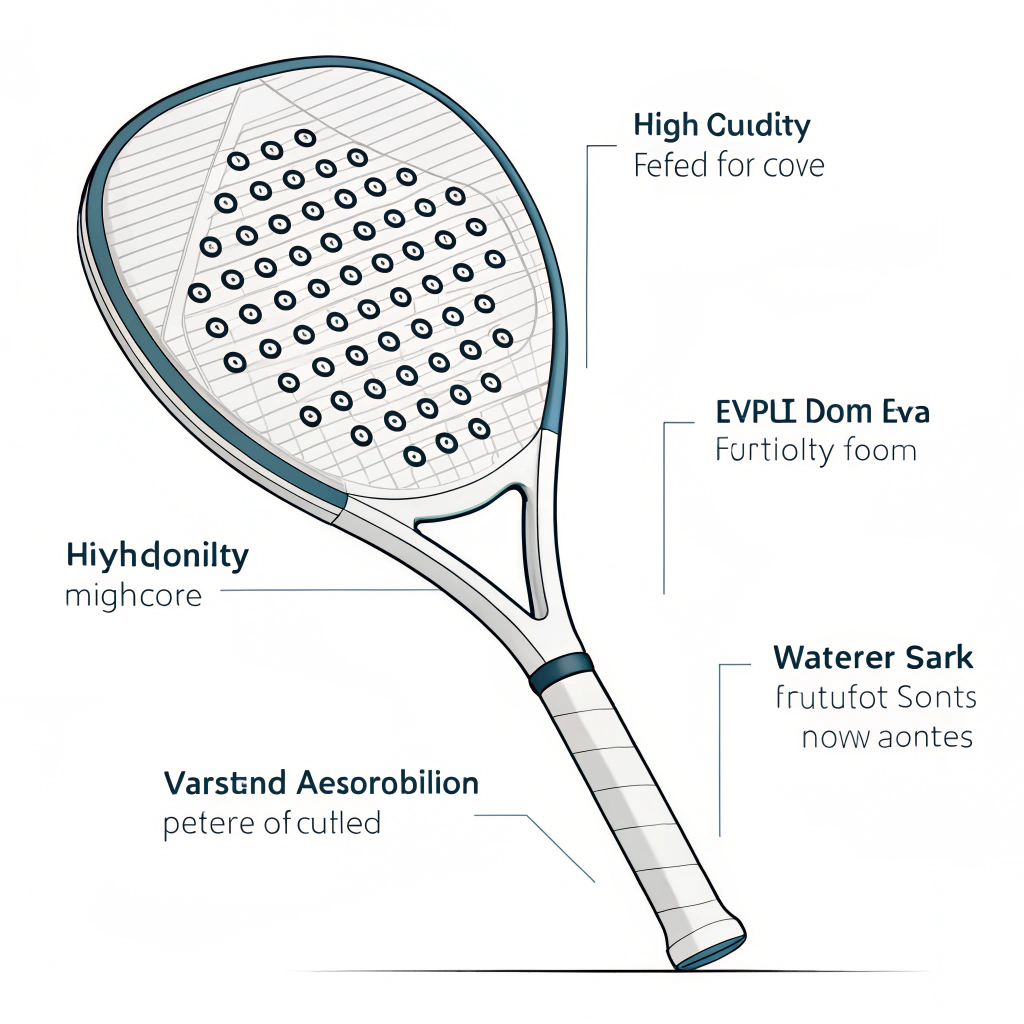 Minimal 2D cutaway of a padel racket highlighting its EVA foam core