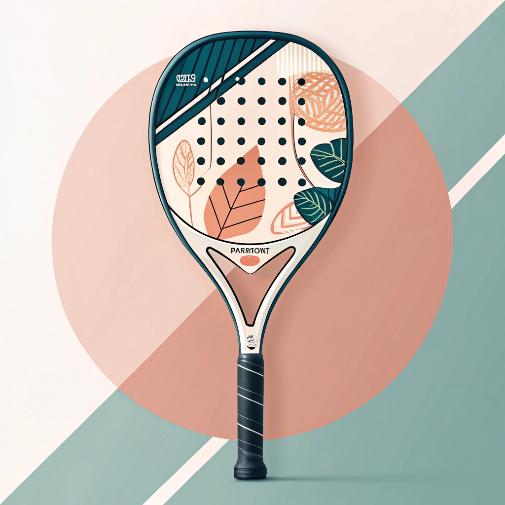 Minimal illustration of a customized padel racket with unique design and color variations