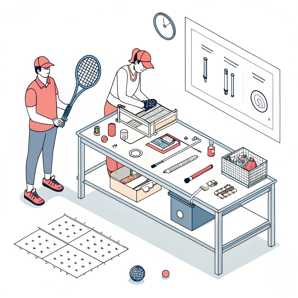 2D illustration of a padel racket prototyping process with digital design elements