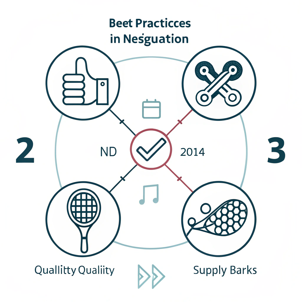 Minimalistic 2D illustration symbolizing industry best practices in negotiation with simple icons and handshake
