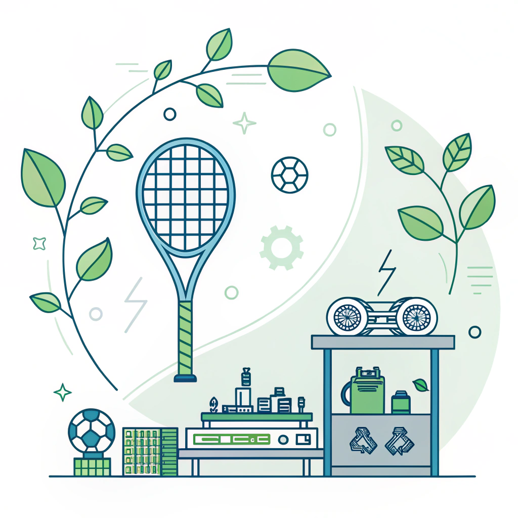 Minimal flat art of eco-friendly padel racket production with green elements