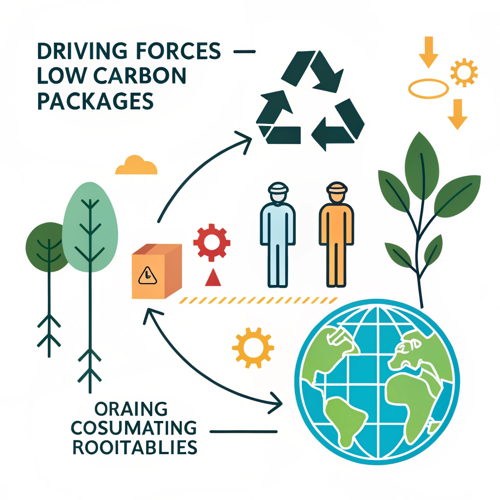 Minimalistic illustration of sustainable driving forces and eco symbols