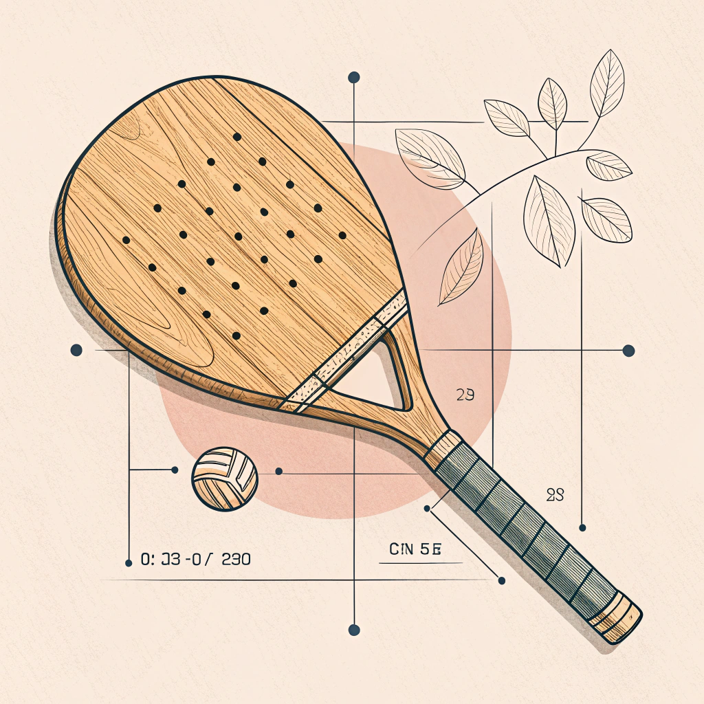 Minimal 2D illustration of a rustic wooden padel racket with simple textures