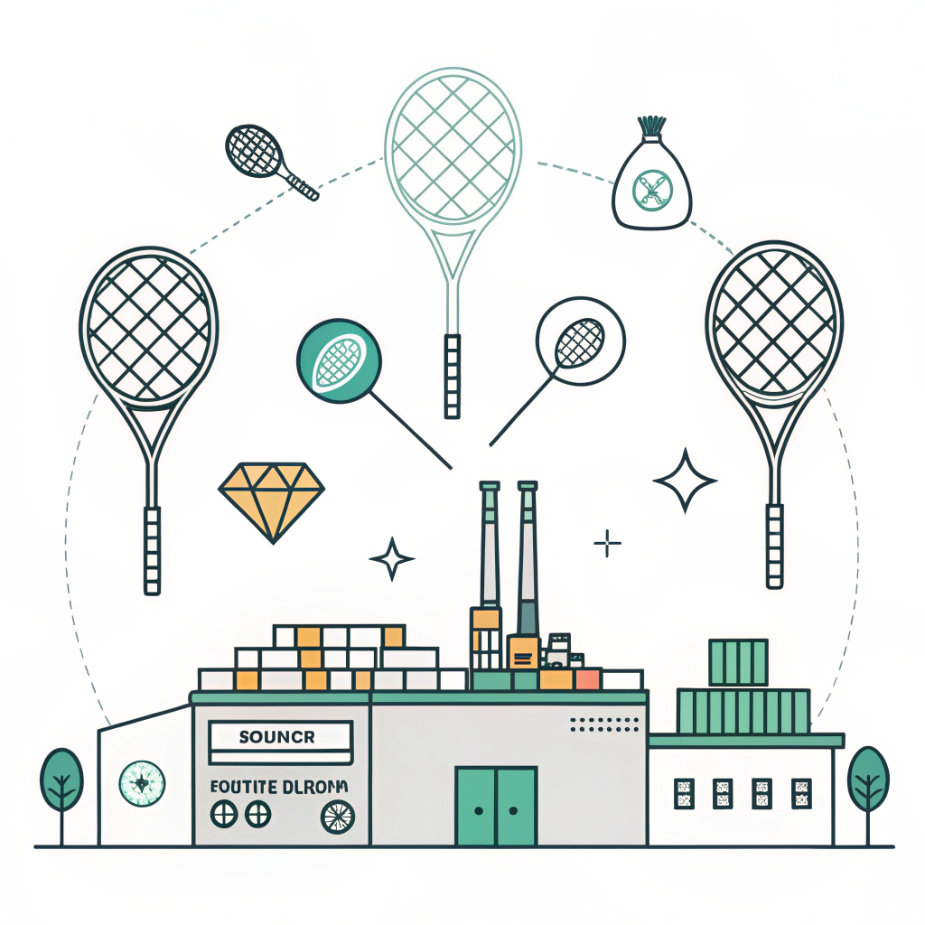 Minimal flat design of padel racket production with clear MOQ symbolism.