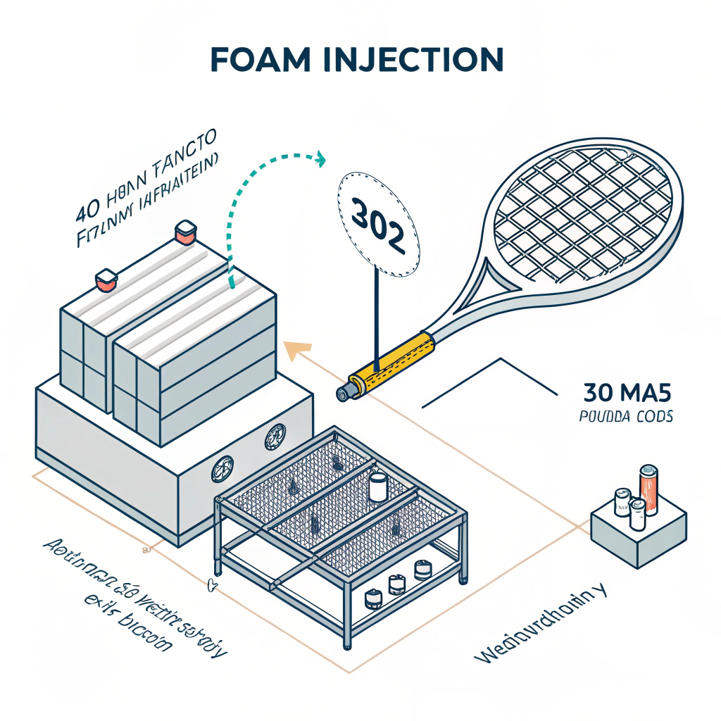 2D minimalist illustration showing the benefits of the foam injection process in manufacturing
