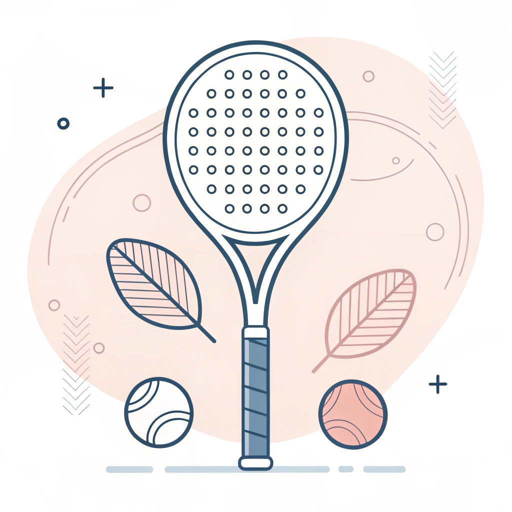 "Minimalist flat design of a customizable padel racket with abstract features."