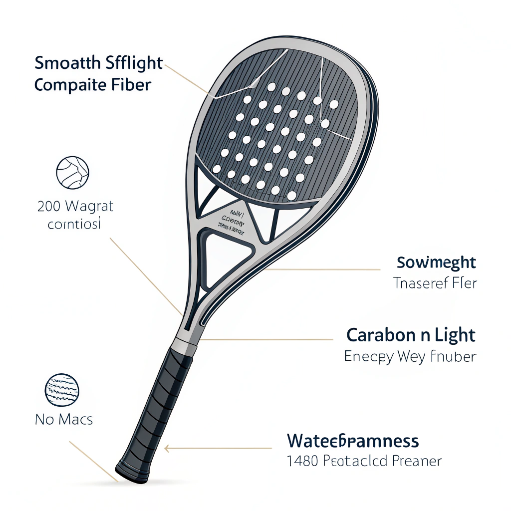 Minimal illustration of a padel racket with detailed carbon fiber texture.