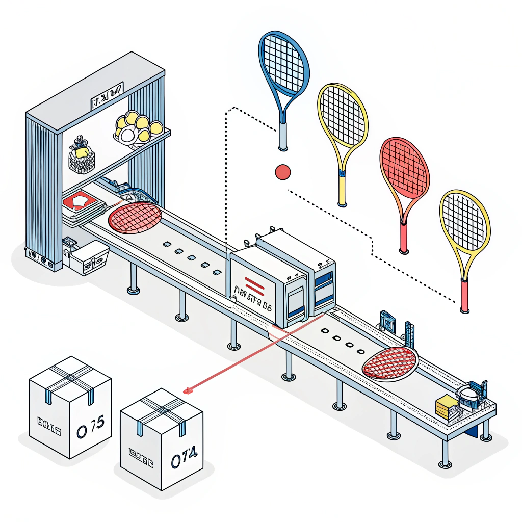 Flat design of a modern padel racket manufacturing process