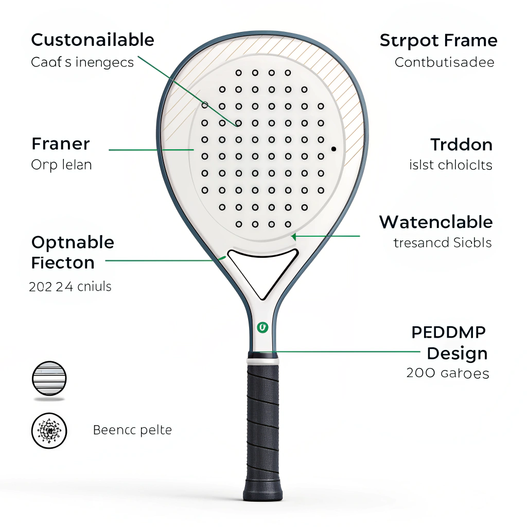 Minimal illustration showcasing customizable padel racket design options