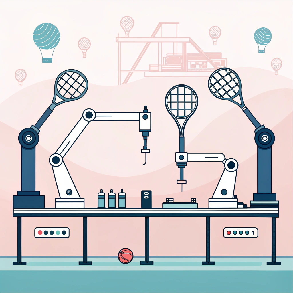 Minimalist flat design of automated padel racket manufacturing and quality control