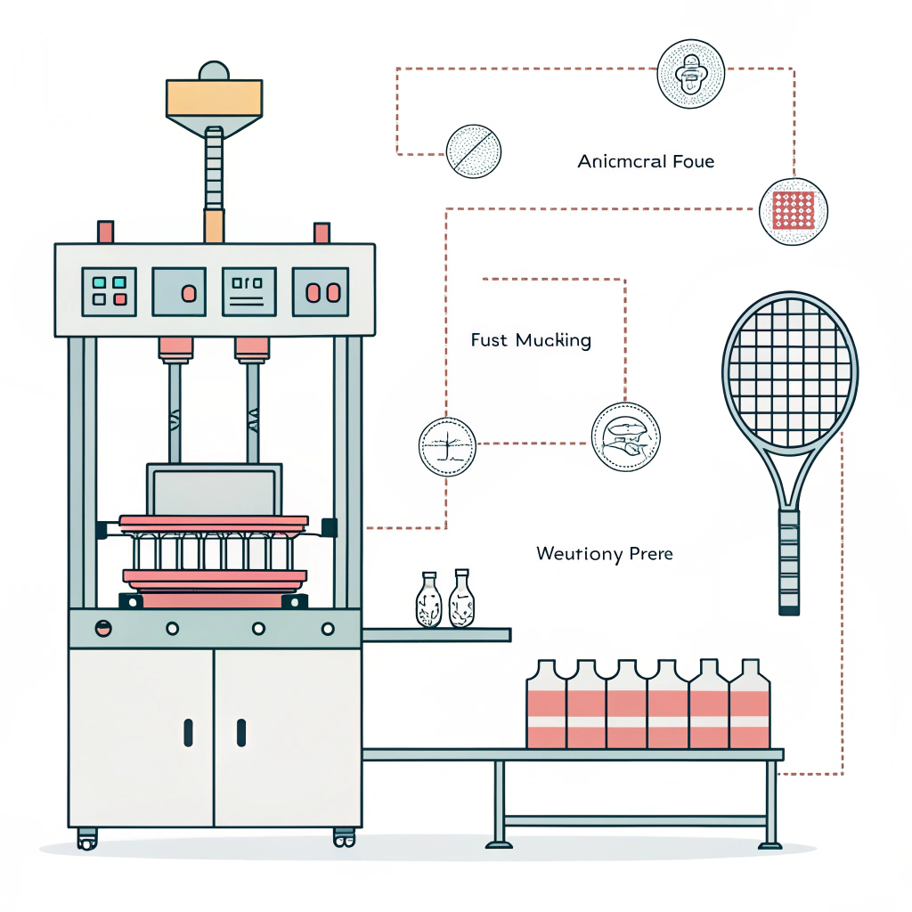 Simple schematic of automated resin molding in padel racket production.