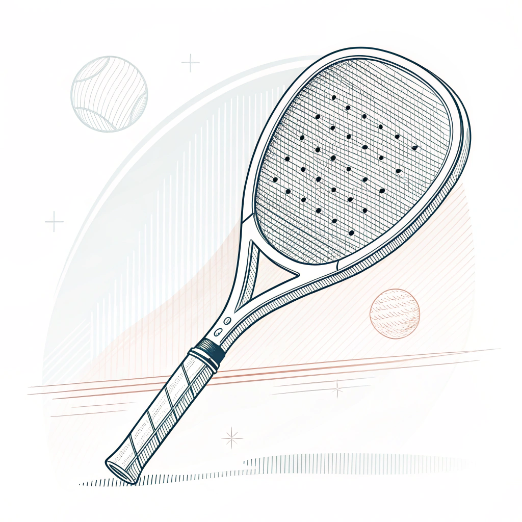 Minimalist 2D padel racket with distinct carbon fiber texture and clean design.